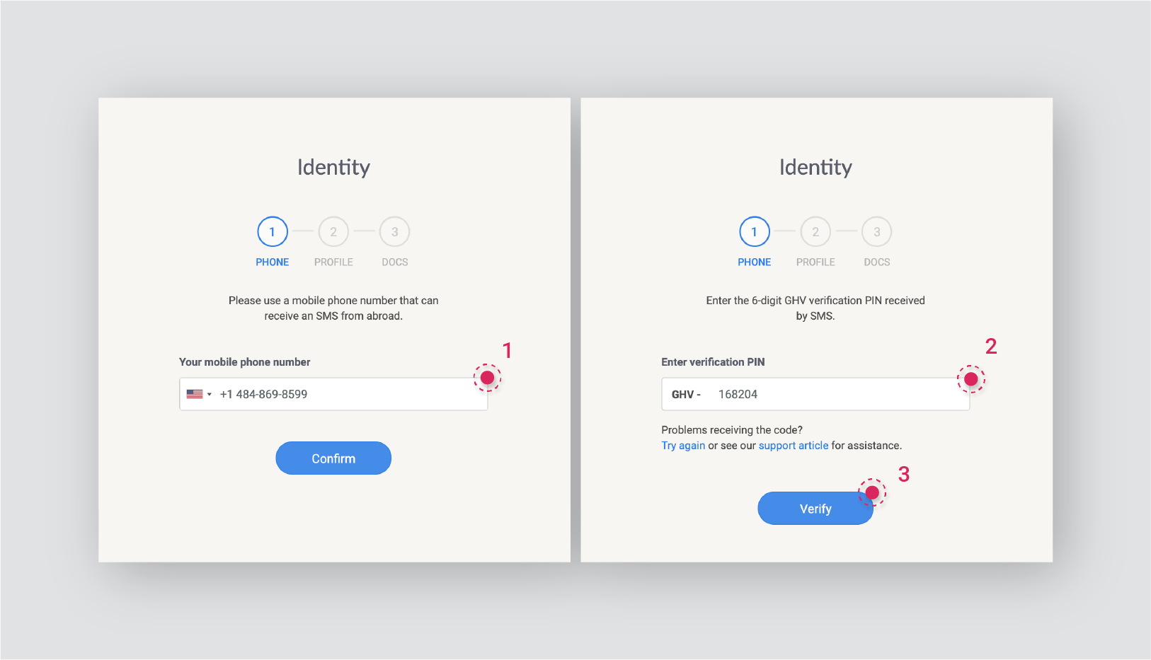 Enter 6 digit code. Enter code (6-Digit). Verify Pin. Enter code 6-Digit работа. Confirm your Phone number. Enter the Phone number that you use with your Apple ID. Повторите.